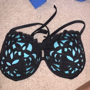 34D Bathing suit with cups Blue and Black